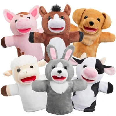 Afbeelding van JOYIN 6 delige Boerderij Dieren Handpop Set