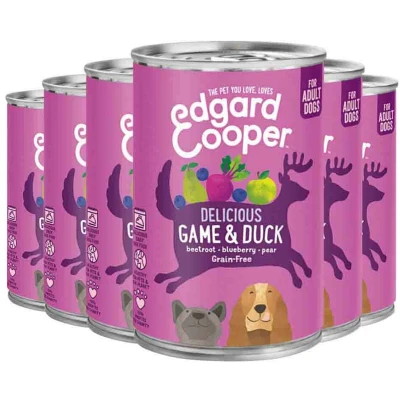 Afbeelding van 6x Edgard &amp; Cooper Blik Vers Vlees Hondenvoer Wild Eend 400 gr