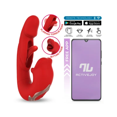 Afbeelding van Intoyou Mouty Bitting &amp; Flipping Rabbit Vibrator met App Rood