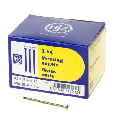 Afbeelding van Hjz Messing nagels bombe kop 3.0 x 65mm 1kg