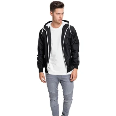 Afbeelding van Urban Classics Contrast Windrunner Lichte jas, Heren, Maat: 4XL, Black/white