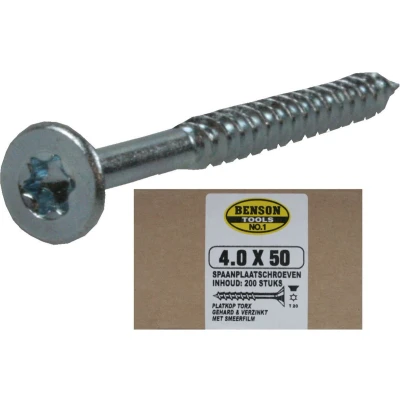 Afbeelding van Benson Verzinkte Spaanplaatschroeven 4.0 x 50 mm Torx 200 stuks