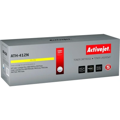 Afbeelding van ActiveJet AT 412N toner voor HP printer; 305A CE412A vervanging; Opperste; 2600 pagina&#039;s; geel.