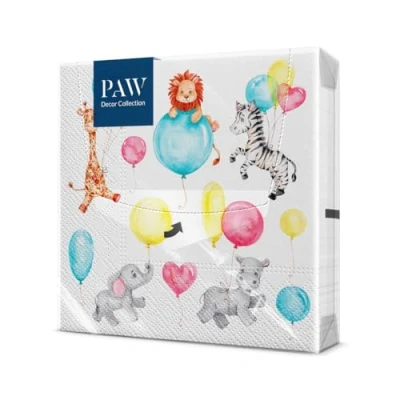 Afbeelding van PAW Papieren Servetten 3 laags (33 x 33 cm) I 20 Stuks Perfect voor Feesten, Verjaardagen, Vieringen Verjaardag Tafeldecoratie Kleurrijke met Motief Kinderplezier