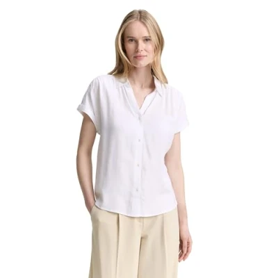 Afbeelding van TOM Tailor Solid WITH Collar Overhemdblouse, Dames, Maat: 34, White