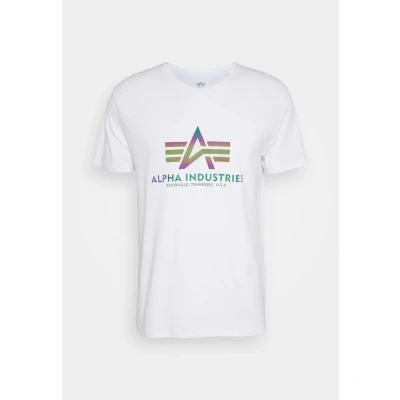 Afbeelding van Alpha Industries Basic Rainbow Tshirt print, Heren, Maat: Small, White