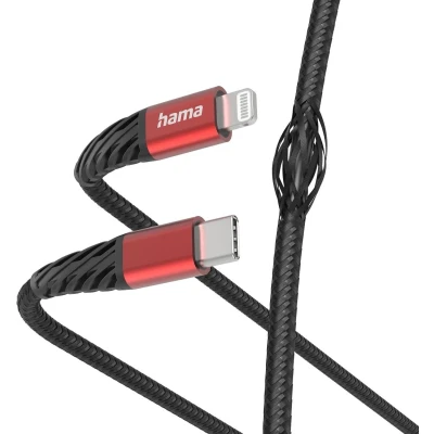 Afbeelding van Hama Oplaadkabel Extreme Usb C Lightning 1,5 M Nylon Zwart/Rood