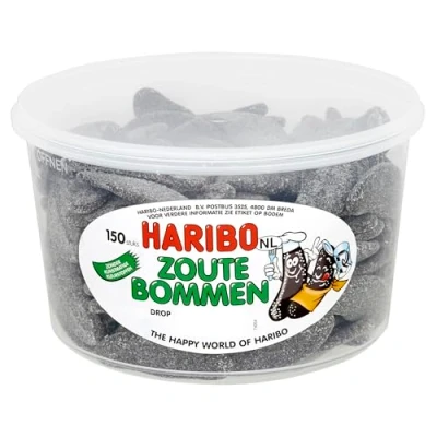 Afbeelding van Haribo Drop Zoute Bommen 150 stuks