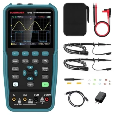 Afbeelding van HANMATEK Handoscilloscoop 100Mhz Bandbreedte 2 Kanalen en 1 Oscilloscoop/Multimeter Digitale Oscilloscoop met 3.5&quot; TFT Achtergrondverlichting, Automatische Kalibratiefunctie HO102