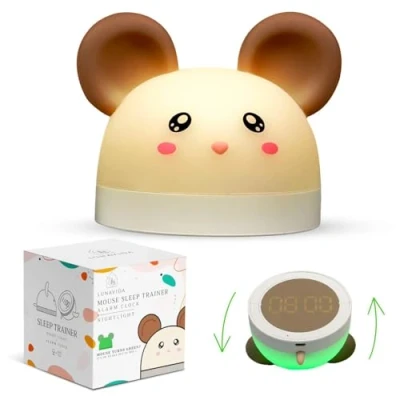 Afbeelding van Mika de Muis Slaaptrainer Wake up light kinderen Nachtlampje Kinderklok Wekker Met instructievideo