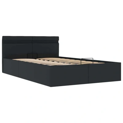 Afbeelding van VIDAXL Bedframe met opslag hydraulisch LED kunstleer zwart 120x200 cm