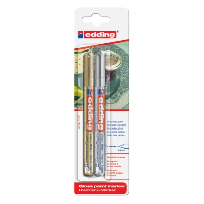 Afbeelding van Viltstift edding 780 lakmarker rond 0.8mm goud en zilver blister à 2 stuks