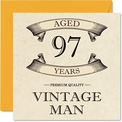 Afbeelding van Vintage 97e verjaardagskaarten voor mannen leeftijd 97 jaar leuke verjaardagskaart opa vader echtgenoot oom broer opa, 145 mm x wenskaarten,