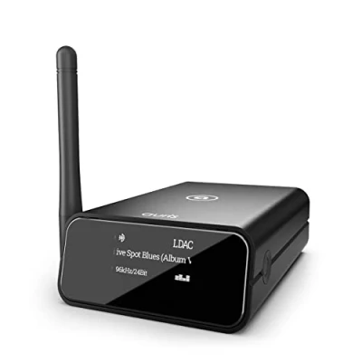 Afbeelding van Auris Flower Pro Hi Fi Bluetooth 5.0 muziekontvanger adapter met audiofiel DAC, LDAC, AptX HD, OLED display, optische coaxiale AUX uitgang voor thuisstereo, AV ontvanger of versterker