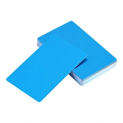 Afbeelding van 50 stuks metalen visitekaartjes, blank, gegraveerde aluminiumlegering, dikte voor klanten, doe het zelf kaarten, 5 kleuren (blauw)