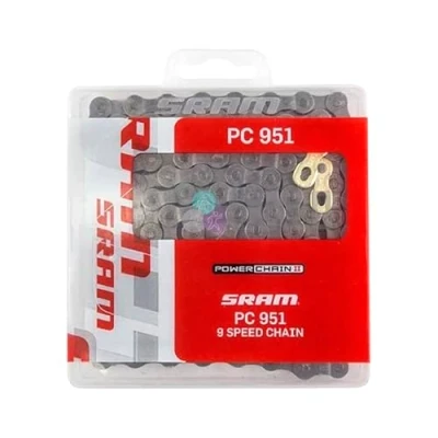 Afbeelding van SRAM Chain ketting schutbescherming geleiding PC 951, grijze lipjes, 9 voudig, 114 schakels, 1 stuk