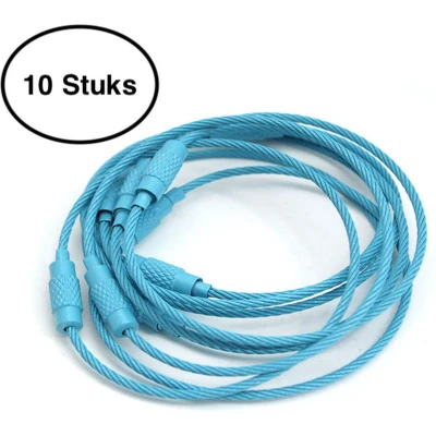 Afbeelding van Staaldraad sleutelring 15 cm Sleutelhanger Split ring centimeter 10 stuks Hemels Blauw