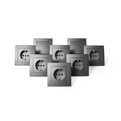 Afbeelding van MC Power Flair Wandstekkerdoos en schakelaarset, beginners 16 delig, antraciet, mat