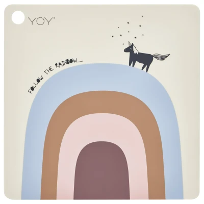 Afbeelding van OyOy Mini Follow the Rainbow Placemat: placemat voor baby&#039;s en kinderen met regenboog afwasbaar 100% siliconen