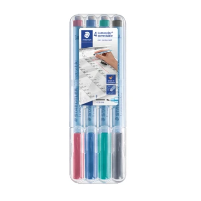 Afbeelding van Viltstift Staedtler Lumocolor 305 non permanent correctable F set à 4 stuks