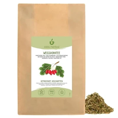Afbeelding van Meidoornthee, gesneden, voorzichtig gedroogd, 100% pure en natuurlijke haagdoorn voor de bereiding van thee, kruidenthee, meidoornthee (1 KG)