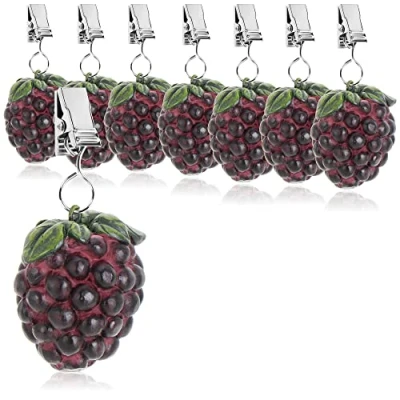 Afbeelding van COM FOUR® 8x tafelkleedgewichten weerbestendige met clip tafelkleedclip in bramendesign ca. 40 gr (8 stuks bramen 40g)
