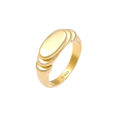 Afbeelding van Elli Signet Chunky Ring goldcoloured, Dames, Maat: 54, Gold coloured
