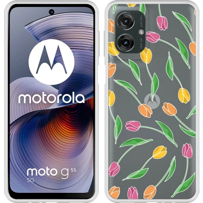 Afbeelding van Cazy Hoesje geschikt voor Motorola Moto G55 Siliconen Tulpen
