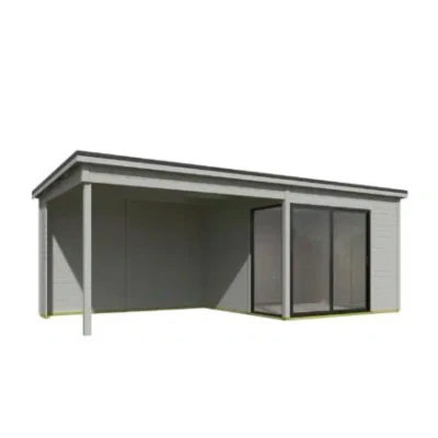 Afbeelding van Tuinhuis Julia 295x295 cm + 350 Aanbouw Platinum Grey Gecoat