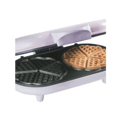 Afbeelding van Bestron dubbel Wafelijzer voor klassieke hartwafels, Wafelmaker met antiaanbaklaag &amp; indicatielampje, 1000 watt, keur: roze