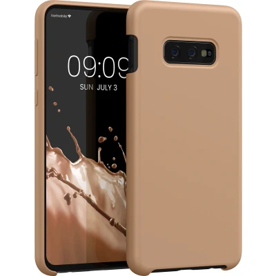Afbeelding van kwmobile telefoonhoesje geschikt voor Samsung Galaxy S10e Hoesje met siliconen coating Smartphone case in cappuccino