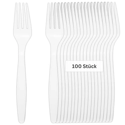 Afbeelding van Linario® Herbruikbare vorken van maïszetmeel milieuvriendelijk en duurzaam 18cm 100 stuks (4x25)