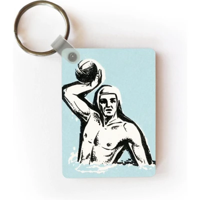 Afbeelding van Sleutelhanger een illustratie van waterpolo speler Uitdeelcadeautjes Plastic