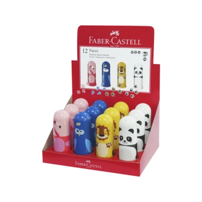 Afbeelding van Puntenslijper en gum Faber Castell diermotieven display 12 stuks