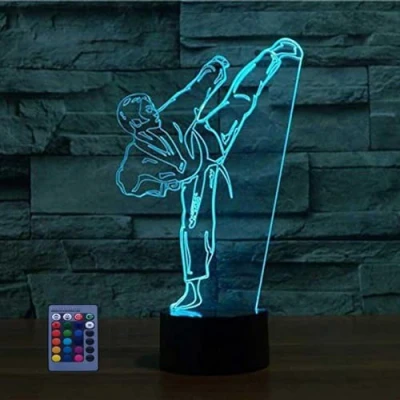 Afbeelding van Creatieve 3D Taekwondo Nachtlampje USB Aangedreven Afstandsbediening Raak Schakelaar Decor Tafellamp 7/16 Kleur Veranderende LED Verjaardagscadeau Kinderen Cadeau Kerst Decoratie