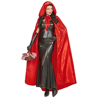 Afbeelding van Widmann Roodkapje Kostuum Satijnen Cape Met Kap Rood Velvetia Halloween Verkleedkleding