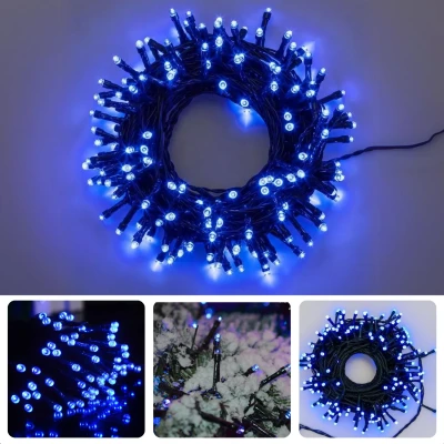 Afbeelding van Cheqo® Kerstverlichting Kerstboomverlichting Kerstlampjes LED Lichtsnoer 40 Blauw 3 Meter Waterdicht voor Binnen en Buiten