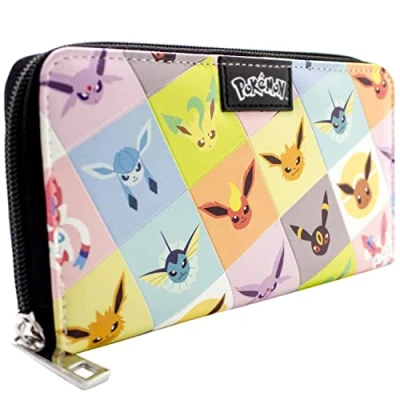 Afbeelding van Eevee Eeveelution Umbreon Jolteon Portemonnee/Beurs Clutch Muntenvakje &amp; Kaarthouder, Meerkleurig