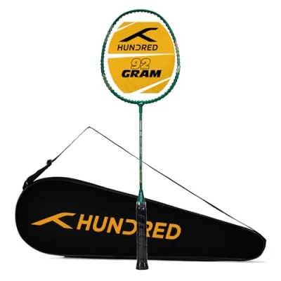 Afbeelding van HUNDRED Powertek 200 PRO badmintonracket met hoofdbedekking (groen, maat: standaard, gripmaat: G5) Bespannen Materiaal: aluminium Voor gemiddelde spelers Gewicht: 95 gram Maximale snaarspanning 18 20 lbs