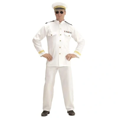 Afbeelding van Widmann Kapitein &amp; Matroos Zeeman Kostuum Koninklijke Marine Man Wit / Beige Medium Carnavalskleding Verkleedkleding