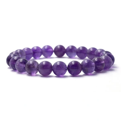 Afbeelding van Bixorp Gems Amethist Edelstenen Armband Gepolijste Edelsteen Kralenarmband