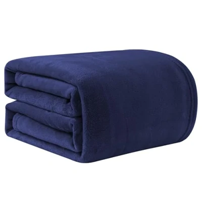 Afbeelding van Good Nite Fleece deken, pluizige flanel, warme zachte plaid voor bank of sprei (marineblauw, tweepersoons)
