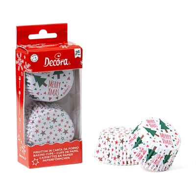 Afbeelding van Cupcake Cups Kerst Sterren Ø50x32(h) mm 36 stuks