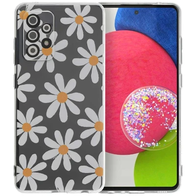 Afbeelding van Samsung Galaxy A52 (5G) Hoesje Siliconen en TPU (zacht) iMoshion Softcase/Backcover Daisy Flower Telefoonhoesje