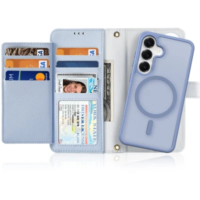 Afbeelding van Dux Ducis Telefoon Hoesje geschikt voor Samsung Galaxy S25 Ultra Magsafe Magneet 2 in 1 Wallet Book Case Lawa Series Licht Blauw