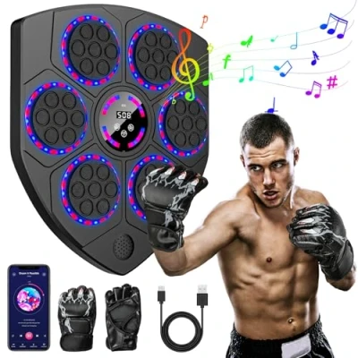 Afbeelding van Music Boxing Machine, 2025 nieuwe intelligente muziekboksmachine met bokshandschoenen, bluetooth modus, 9 snelheids en trainingsmodi, led wandboksen, muziek voor volwassenen kinderen