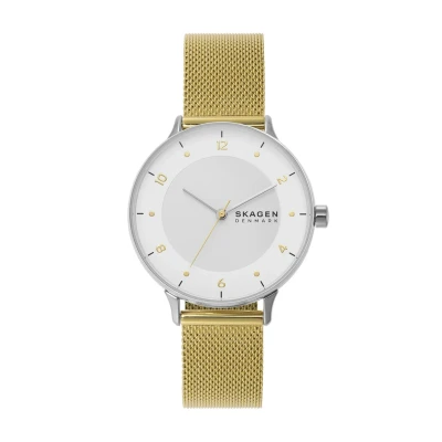 Afbeelding van Skagen SKW3092 Horloge Riis Mesh staal goud en zilverkleurig wit 36