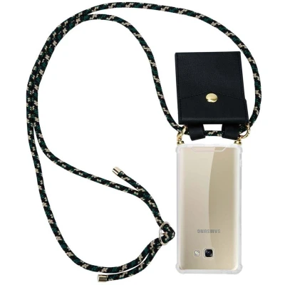 Afbeelding van Cadorabo Hoesje geschikt voor Samsung Galaxy A5 2017 in CAMOUFLAGE Silicone Mobiele telefoon ketting beschermhoes met gouden ringen, koordriem en afneembare etui