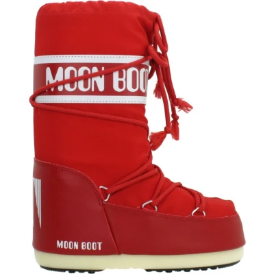 Afbeelding van Moon Boot ICON Unisex Veterlaarzen voor kinderen, Maat: 27 30, Red Imitatieleer/ textiel