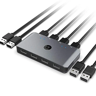 Afbeelding van Schakelaar Selector, Switch KVM USB 2.0, alluminio 2 computer che condividono 1 set di mouse e tastiera, scatola commutazione periferica